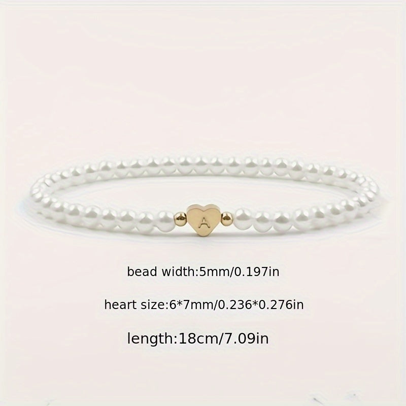 Armbånd – chic med initial en hjerte (A–Z)