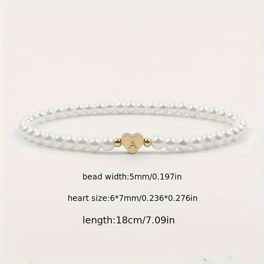 Armbånd – chic med initial en hjerte (A–Z)