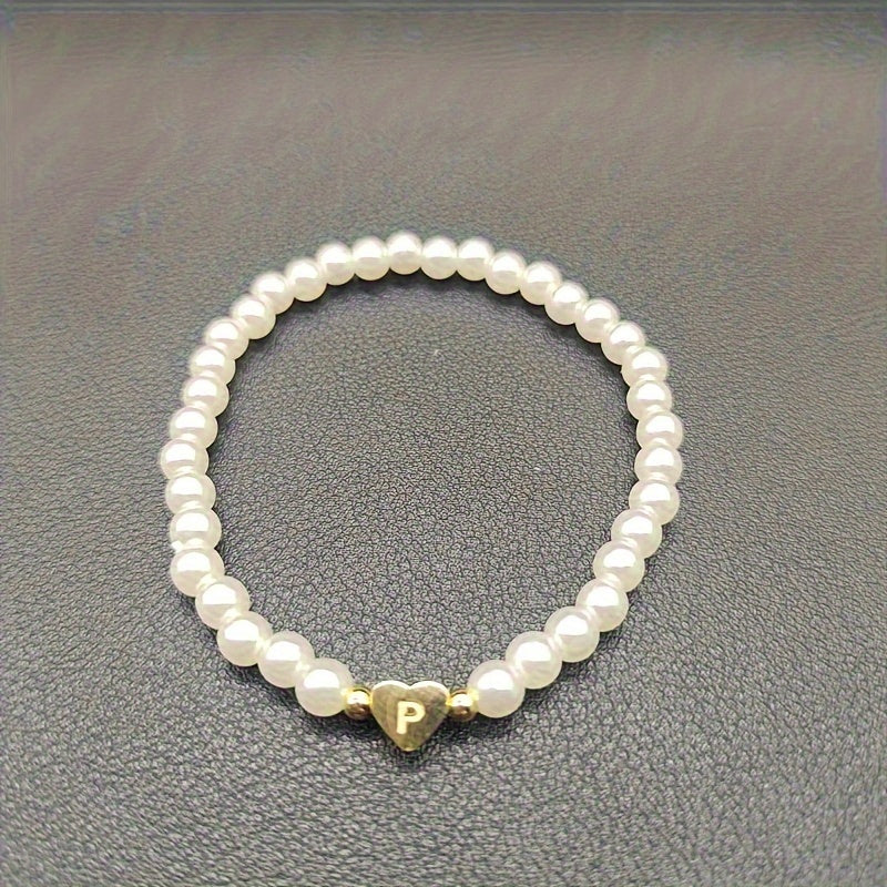 Armbånd – chic med initial en hjerte (A–Z)