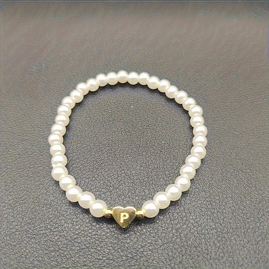 Armbånd – chic med initial en hjerte (A–Z)