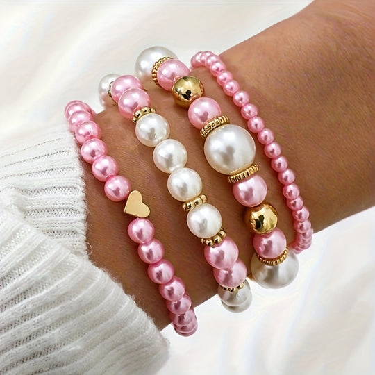 Elegant hjerteformet armbåndssæt med perler