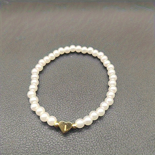 Armbånd – chic med initial en hjerte (A–Z)
