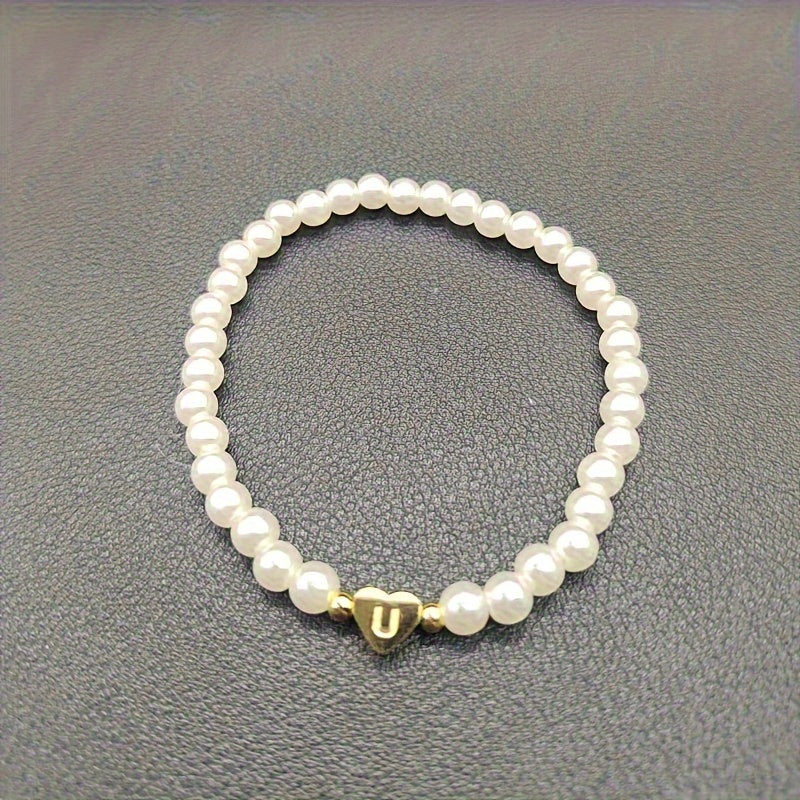 Armbånd – chic med initial en hjerte (A–Z)