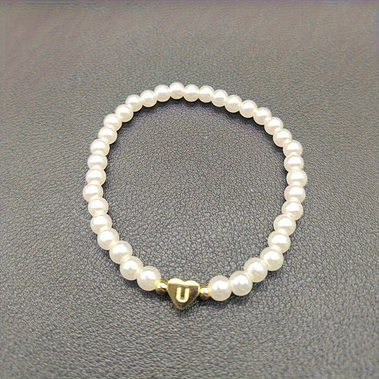 Armbånd – chic med initial en hjerte (A–Z)