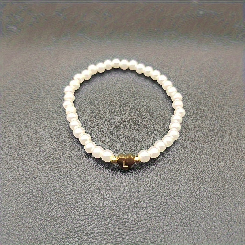 Armbånd – chic med initial en hjerte (A–Z)