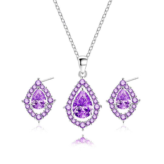 Nadine – Halskette und Ohrringe in Amethyst