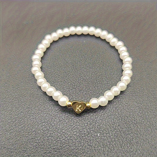 Armbånd – chic med initial en hjerte (A–Z)