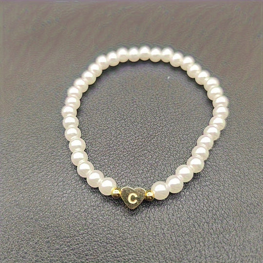 Armbånd – chic med initial en hjerte (A–Z)