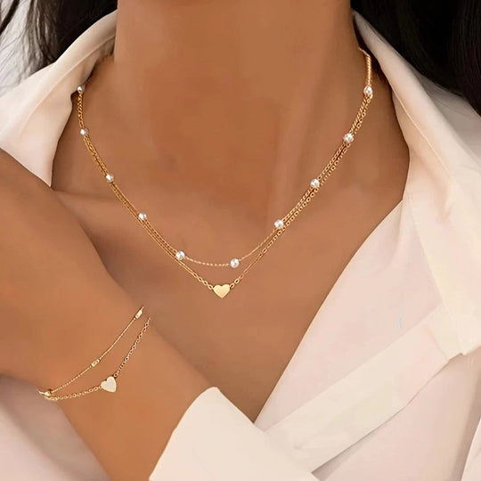 Elegant minimalistisk halskæde- og armbåndssæt