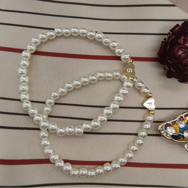 Armbånd – chic med initial en hjerte (A–Z)