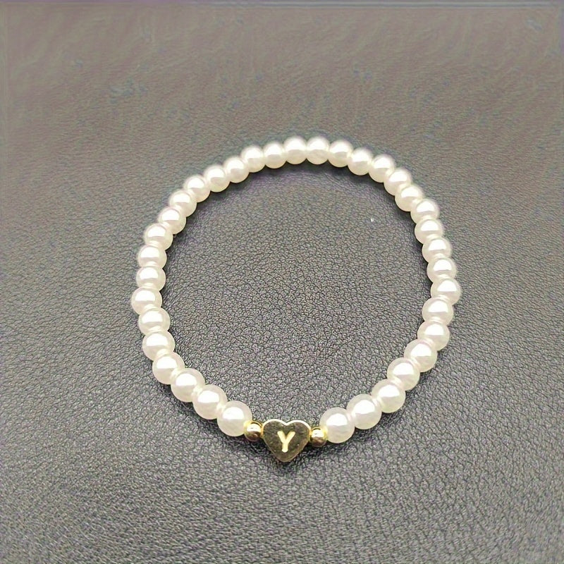 Armbånd – chic med initial en hjerte (A–Z)