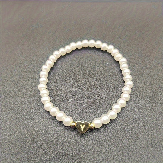Armbånd – chic med initial en hjerte (A–Z)