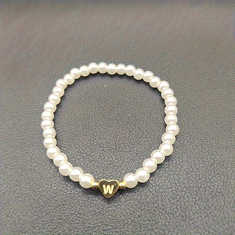 Armbånd – chic med initial en hjerte (A–Z)