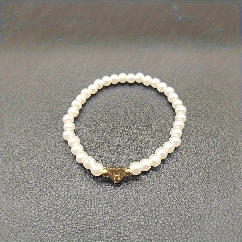 Armbånd – chic med initial en hjerte (A–Z)