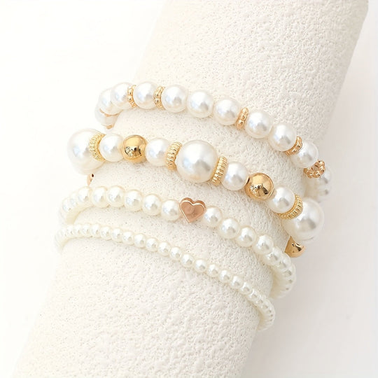 Elegant hjerteformet armbåndssæt med perler