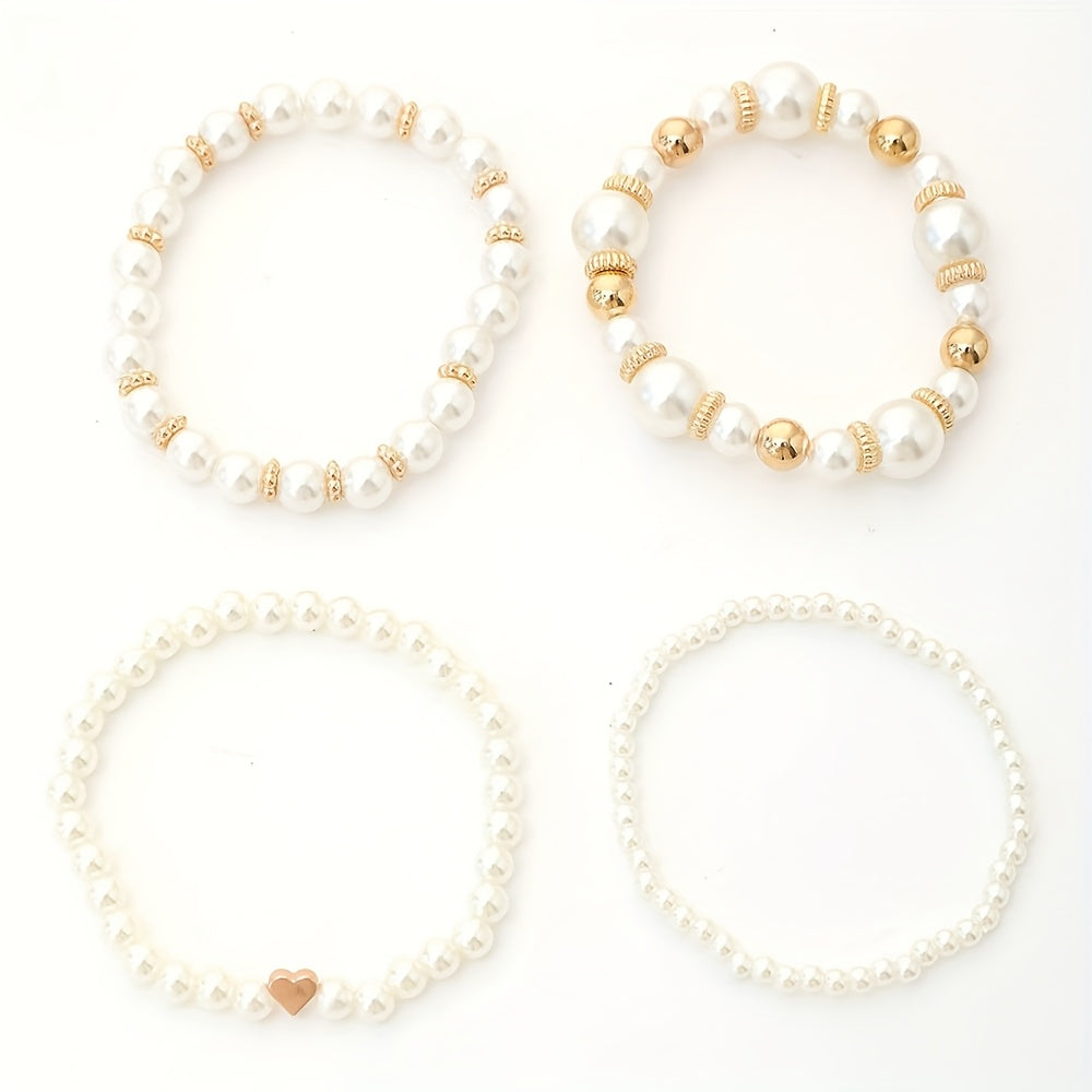 Elegant hjerteformet armbåndssæt med perler