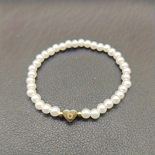 Armbånd – chic med initial en hjerte (A–Z)