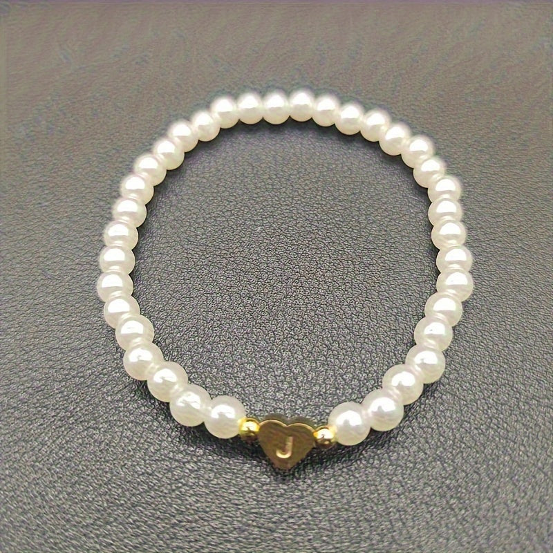 Armbånd – chic med initial en hjerte (A–Z)
