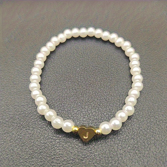 Armbånd – chic med initial en hjerte (A–Z)