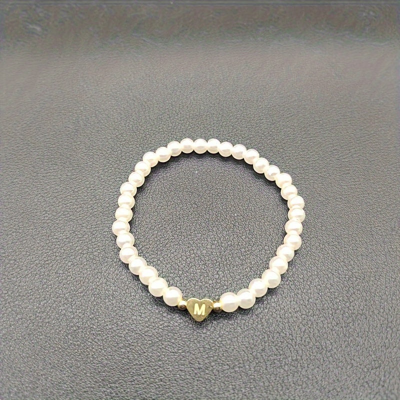 Armbånd – chic med initial en hjerte (A–Z)