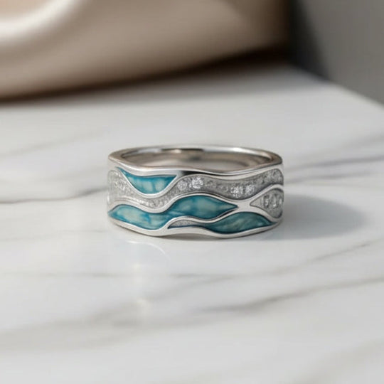 Ring – Ondes Turquoises i sølv