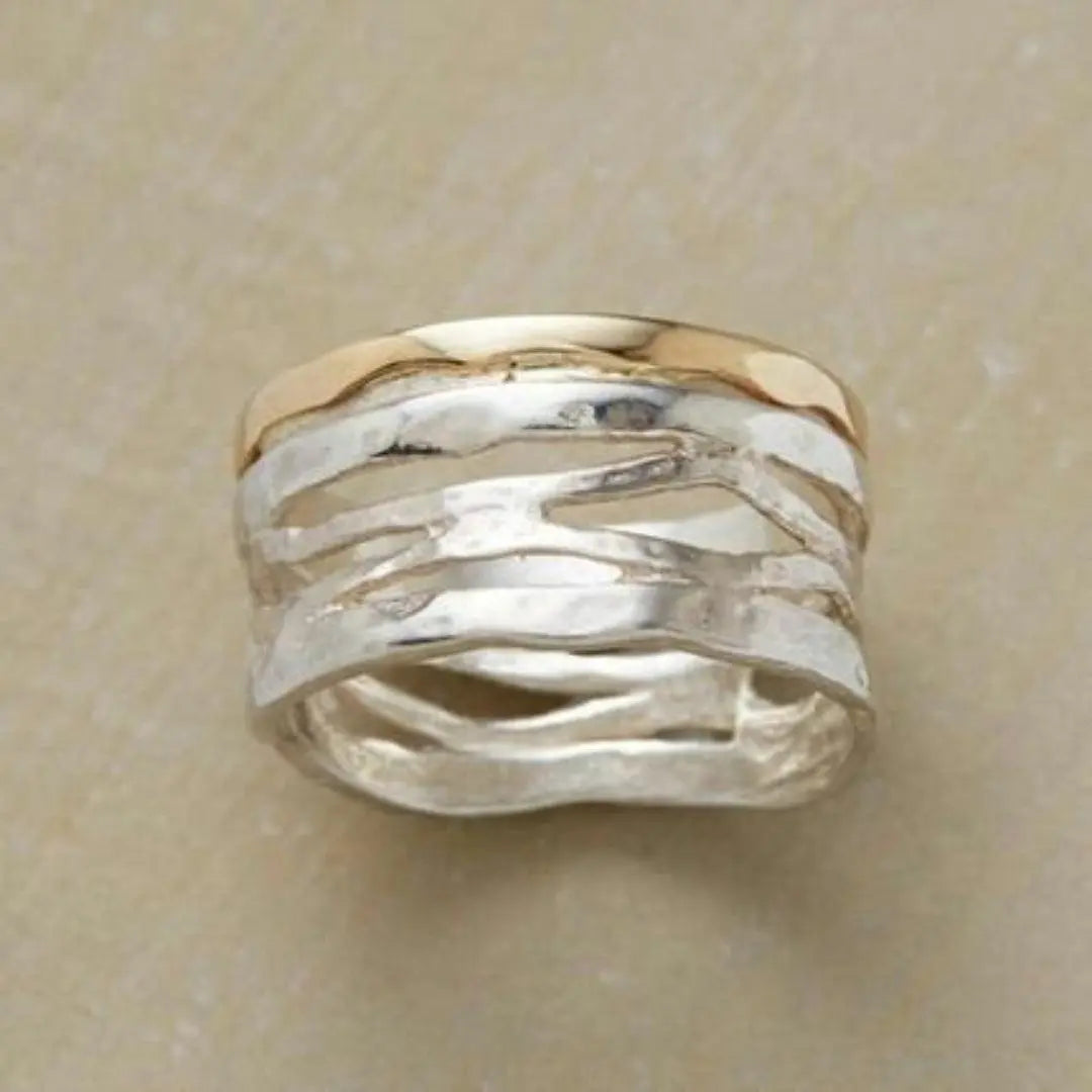 Ring – vintage gennembrudt en guld og sølv