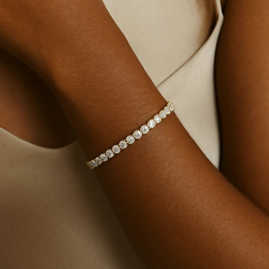 Armbånd – med tennis guldbelagt med moissanit