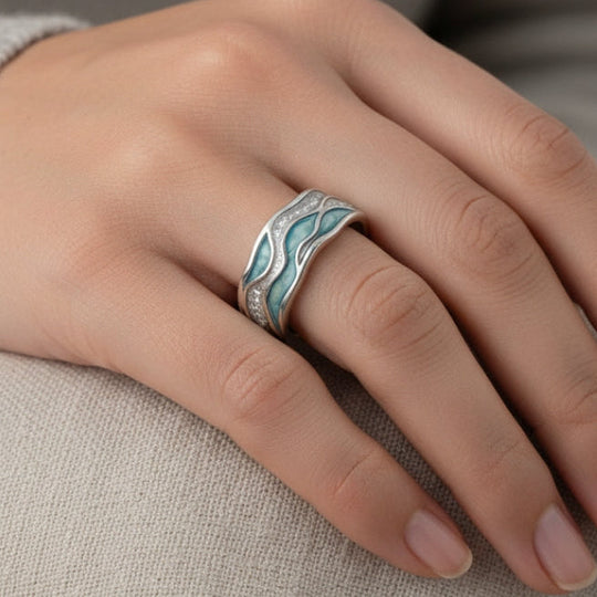 Ring – Ondes Turquoises i sølv