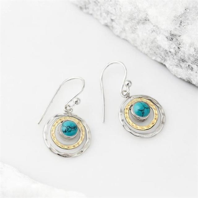 Emma – Boho-Ohrringe mit Saturnmotiv und Türkisstein