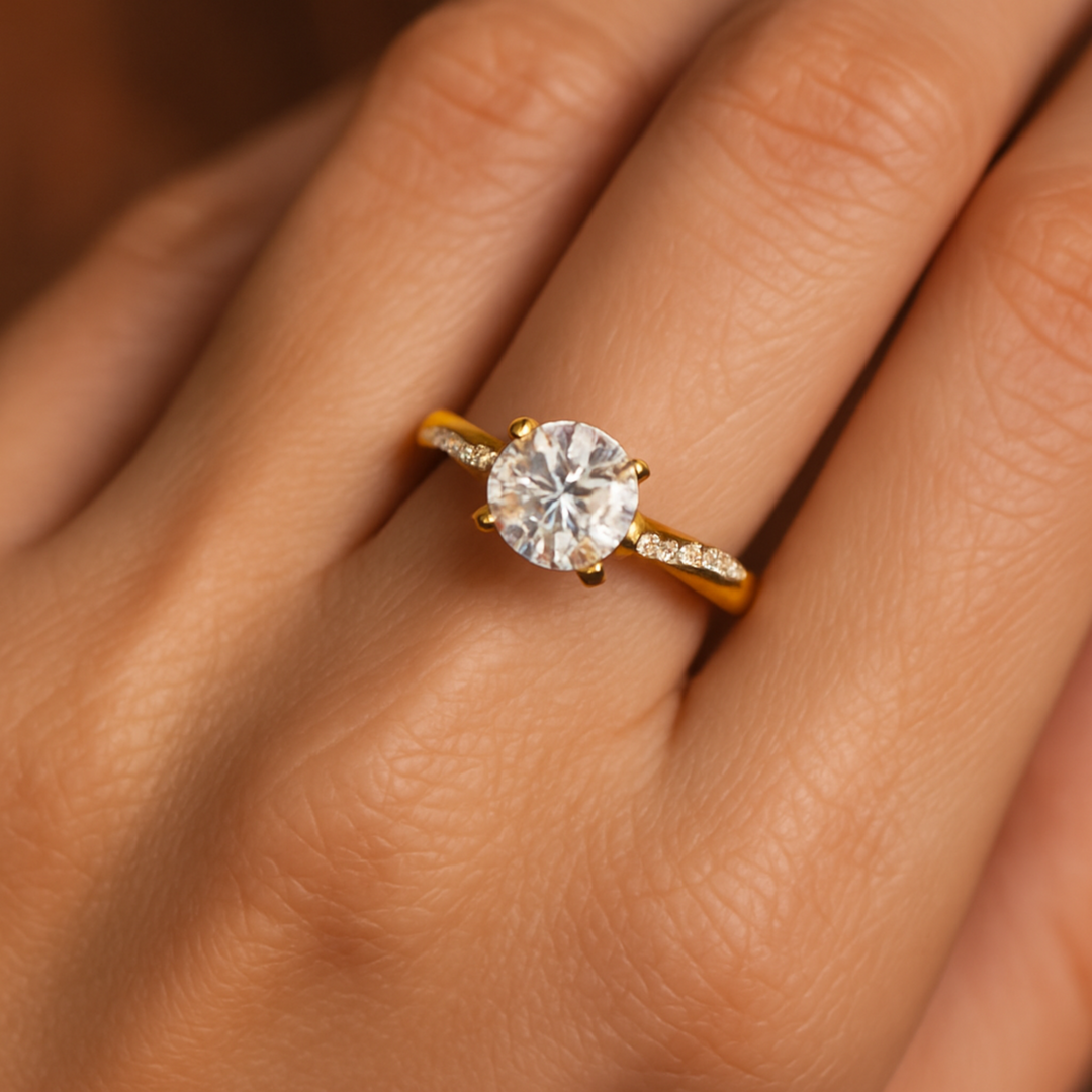 Ring – med forlovelses Plaquée Or med krystal