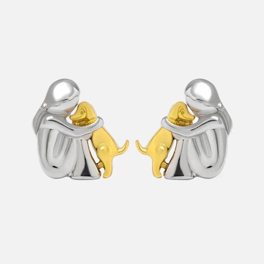 Zweifarbige Huggie-Ohrringe in Silber und Gold