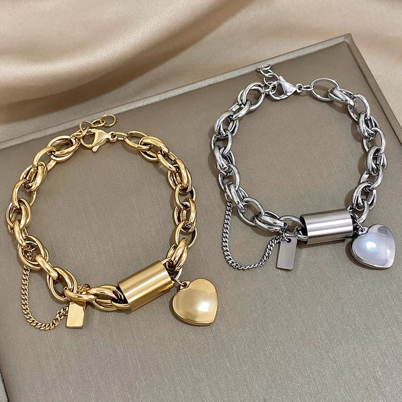 Armbånd – kraftigt en hjerte i guld