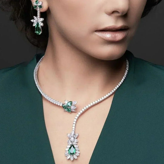 Halskæde – vintage blomstring d'smaragd