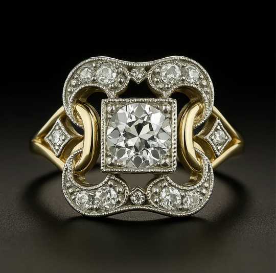 Ring – klassisk i guld med zirkonia vintage