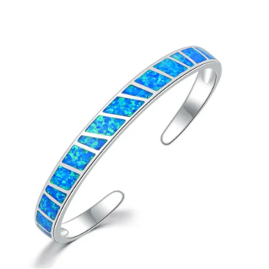 Armbånd – justerbart opal blå Fire i sølv