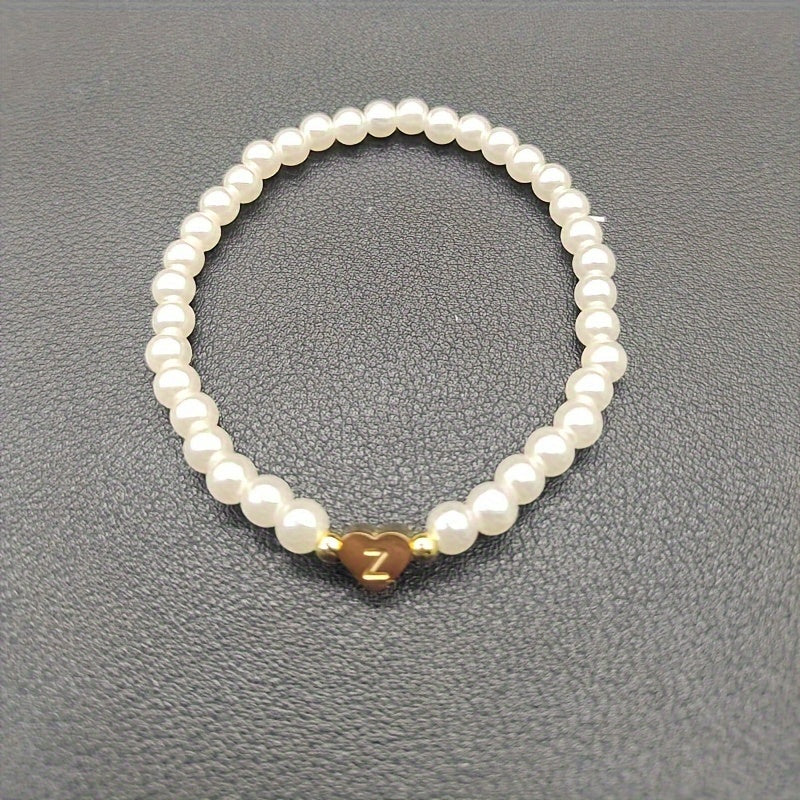 Armbånd – chic med initial en hjerte (A–Z)