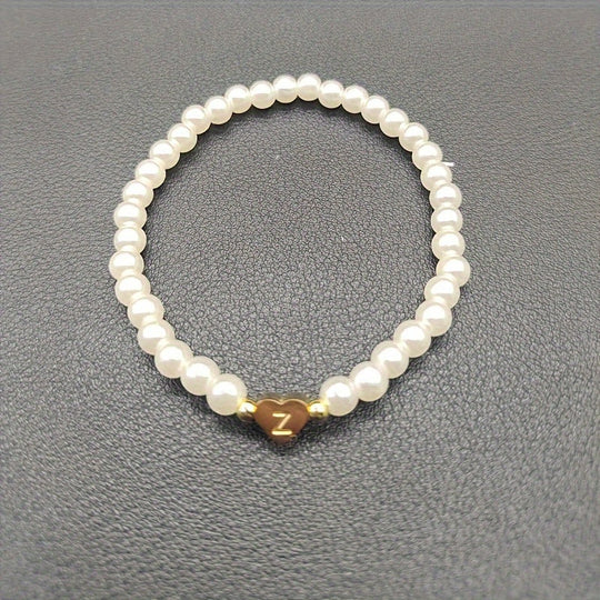 Armbånd – chic med initial en hjerte (A–Z)