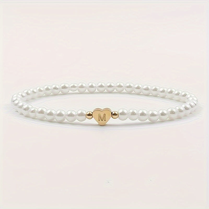Armbånd – chic med initial en hjerte (A–Z)