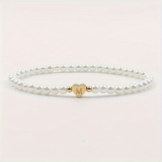 Armbånd – chic med initial en hjerte (A–Z)