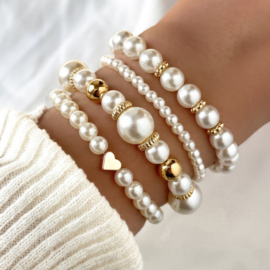 Elegant hjerteformet armbåndssæt med perler
