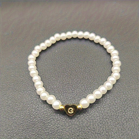 Armbånd – chic med initial en hjerte (A–Z)