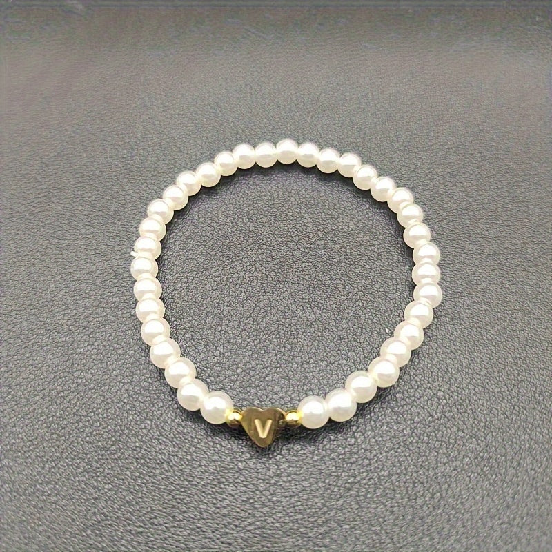 Armbånd – chic med initial en hjerte (A–Z)