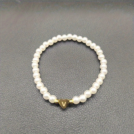 Armbånd – chic med initial en hjerte (A–Z)