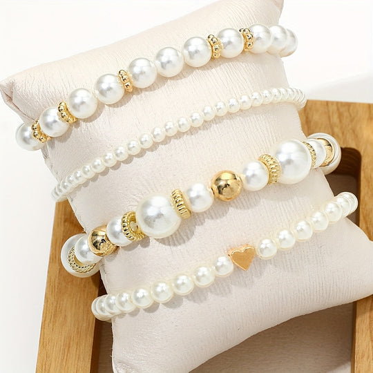 Elegant hjerteformet armbåndssæt med perler