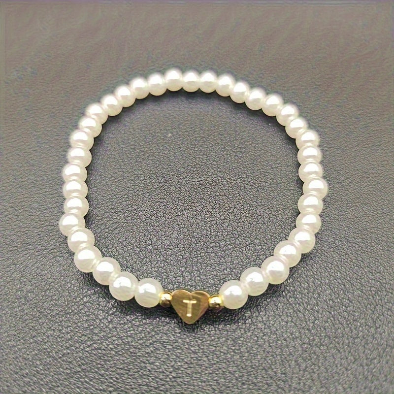 Armbånd – chic med initial en hjerte (A–Z)