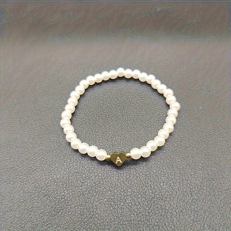 Armbånd – chic med initial en hjerte (A–Z)