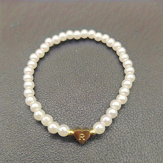 Armbånd – chic med initial en hjerte (A–Z)