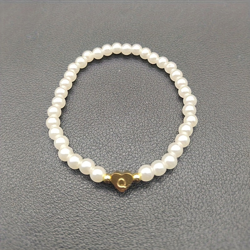 Armbånd – chic med initial en hjerte (A–Z)
