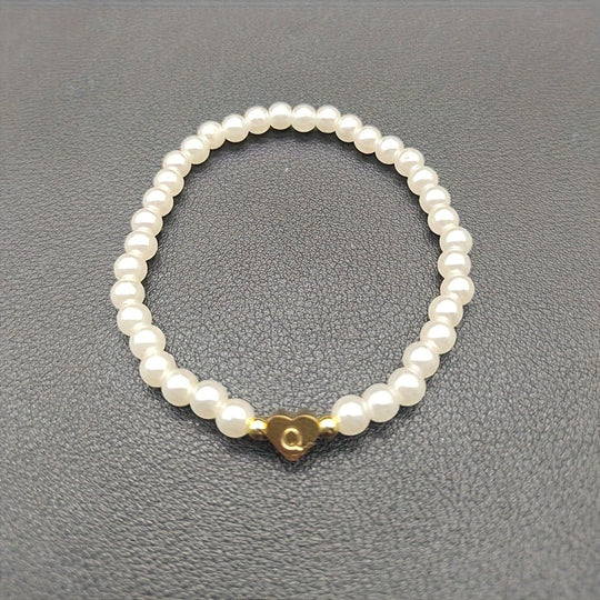 Armbånd – chic med initial en hjerte (A–Z)