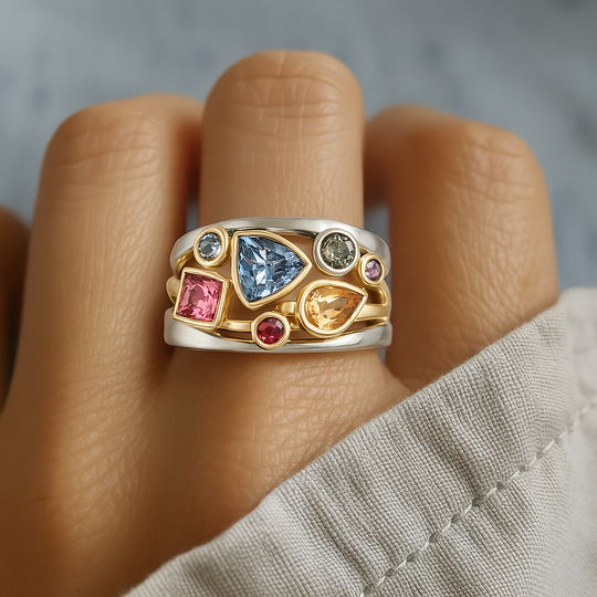 Vintage-inspirierter Ring mit farbiger Zirkonia
